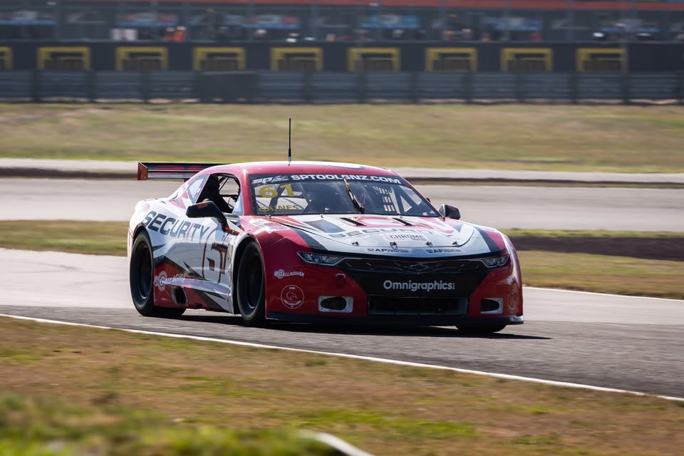 Professional race car on track